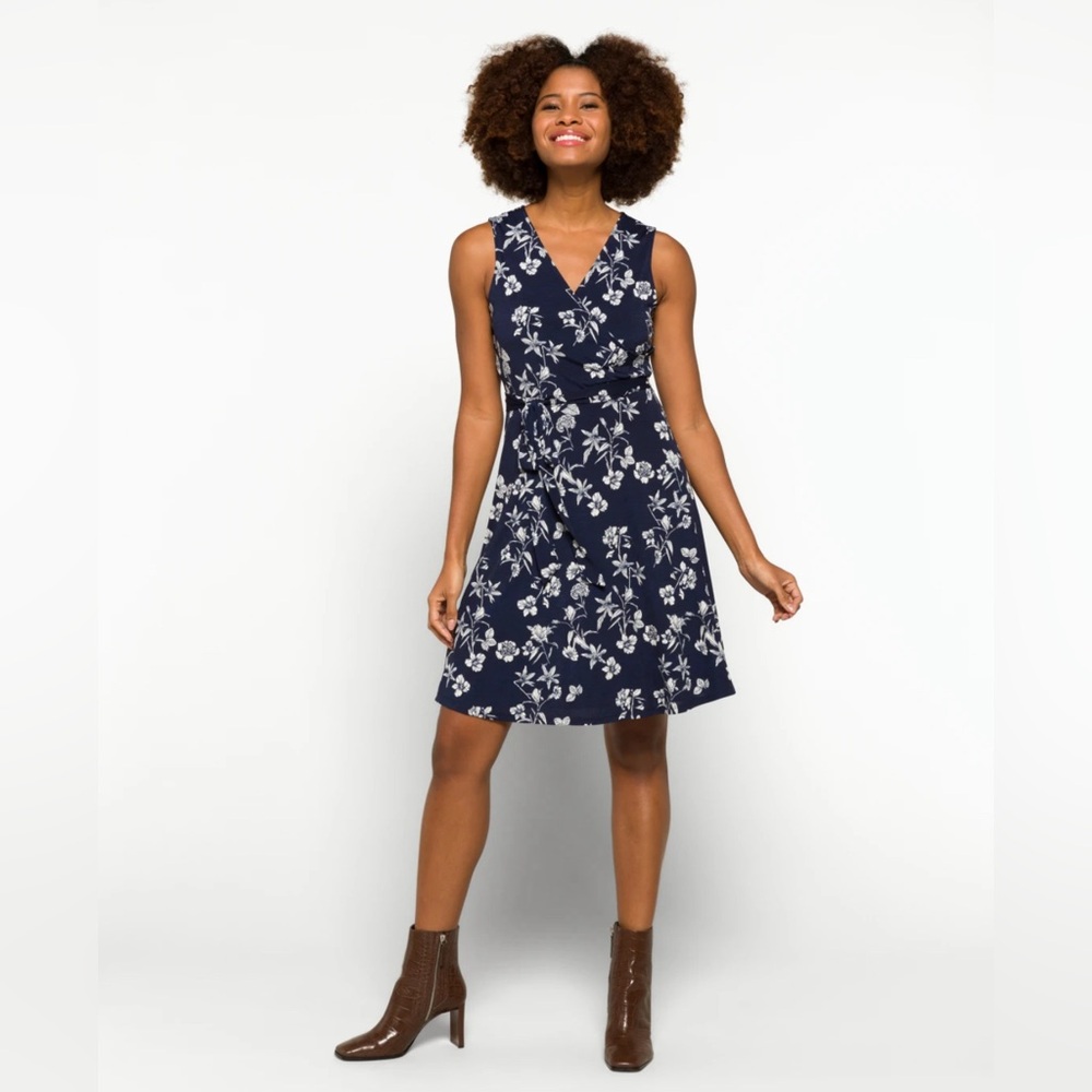 Navy/White Faux Wrap Dress, Mix by 41 Hawthorne, Size XL